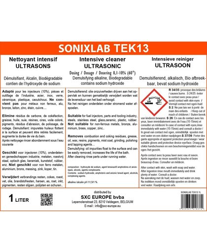 Sonixlab TEK13 intensieve alkalische ultrasoon vloeistof (injectoren) - 5 liter