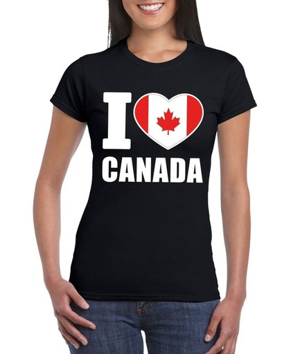 Zwart I love Canada supporter shirt dames - Canadees t-shirt dames XL