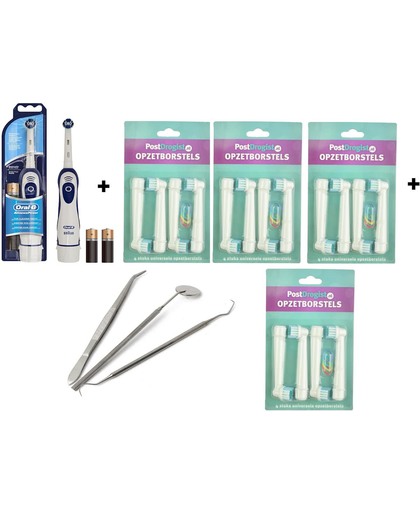 Oral-B Advance Power elektrische tandenborstel +  16 Opzetborstels passend op Oral-B + Tandsteen verwijder set inclusief mondspiegel