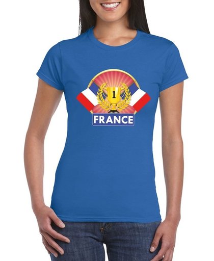 Blauw Frans kampioen t-shirt dames - Frankrijk supporter shirt S