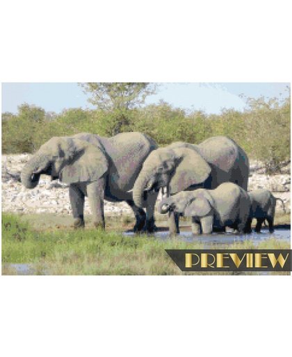Diamond Painting Kudde olifanten 04 - 40 x 60 cm (Volledige bedekking, vierkante steentjes)