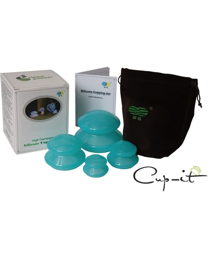 Cup-it – Cupping Set – Anti Cellulitis Cups – Vacuüm Massage Cups – Silicone Cupping Set – Transparant – 4 delig – De Originele Cellulite Cups Blauw