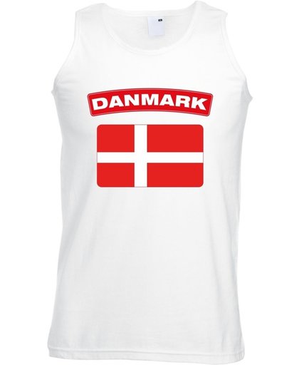 Denemarken singlet shirt/ tanktop met Deense vlag wit heren 2XL
