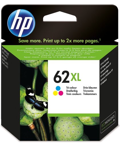 HP 62XL originele high-capacity drie-kleuren inktcartridge