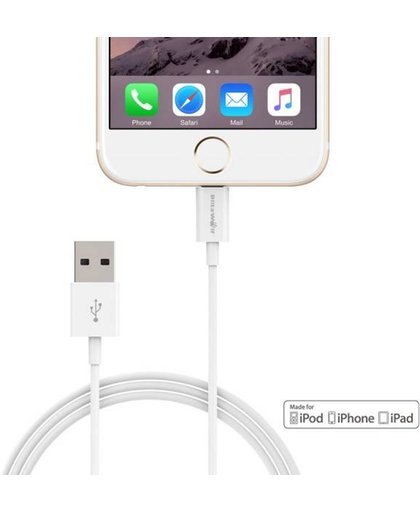 Witte iPhone Lightning kabel voor Iphone 5, 6 en mini Ipad