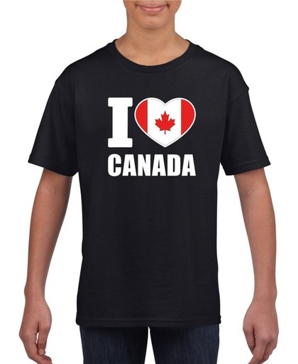 Zwart I love Canada supporter shirt kinderen - Canadees shirt jongens en meisjes M (134-140)