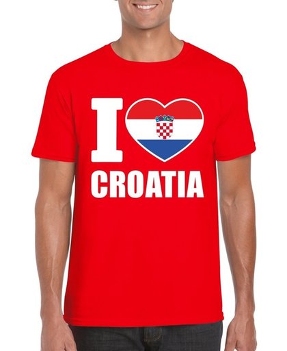 Rood I love Kroatie supporter shirt heren - Kroatisch t-shirt heren S