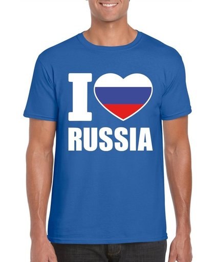 Blauw I love Rusland supporter shirt heren - Russisch t-shirt heren M