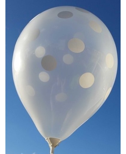 transparante ballon met licht rode stippen 30 cm hoge kwaliteit MET LOS LEDLAMPJE VOOR IN BALLON