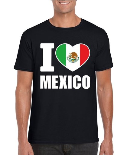 Zwart I love Mexico supporter shirt heren - Mexicaans t-shirt heren S