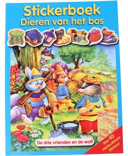 Flash Stickerboek Dieren Van Het Bos: De Drie Vrienden En De Wolf