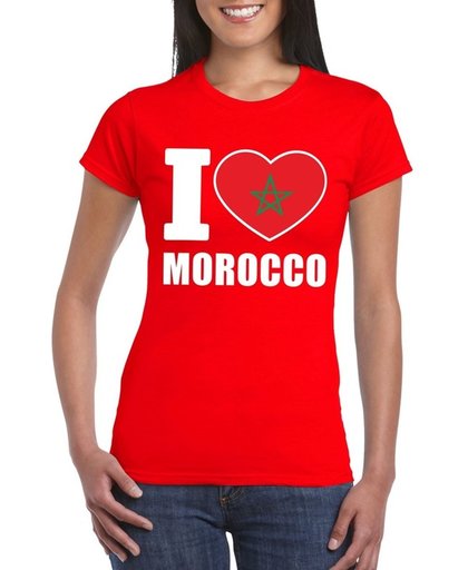 Rood I love Marokko supporter shirt dames - Marokkaans t-shirt dames L