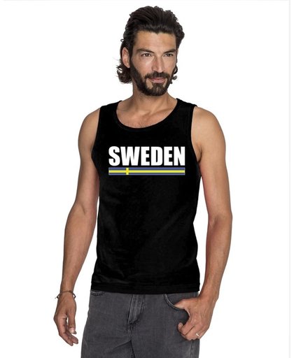 Zwart Sweden supporter mouwloos shirt heren - Zweden singlet shirt/ tanktop M