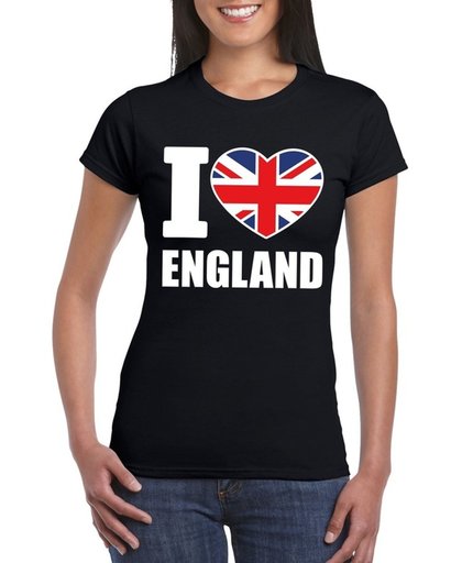 Zwart I love England supporter shirt dames - Engeland t-shirt dames M