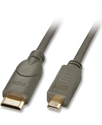 Lindy 0.5m HDMI 0.5m Mini-HDMI Micro-HDMI Zwart HDMI kabel