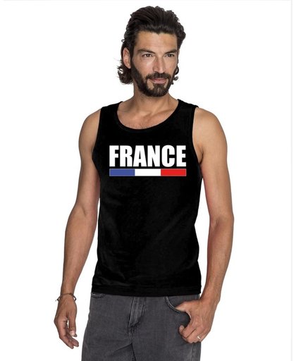 Zwart France supporter mouwloos shirt heren - Frankrijk singlet shirt/ tanktop 2XL