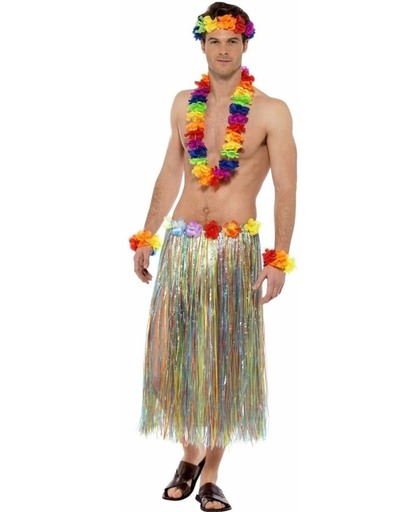 Gekleurde regenboog hawaii verkleedset - regenboog verkleedaccessoires