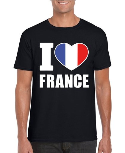 Zwart I love France supporter shirt heren - Frankrijk t-shirt heren M
