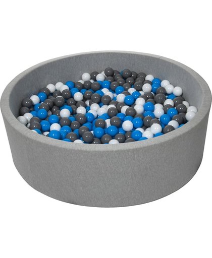 Ballenbak - stevige ballenbad - 125 cm - 900 ballen - wit, blauw, grijs.