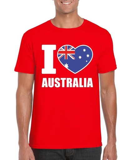 Rood I love Australie supporter shirt heren - Australisch t-shirt heren M