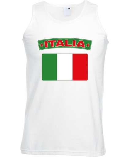 Italie singlet shirt/ tanktop met Italiaanse vlag wit heren M