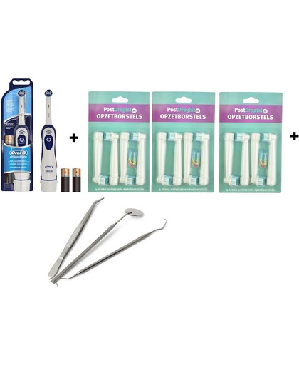 Oral-B Advance Power elektrische tandenborstel +  12 Opzetborstels passend op Oral-B + Tandsteen verwijder set inclusief mondspiegel