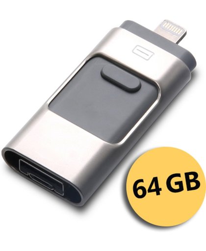 USB stick – flashdrive 64GB – voor iPhone Android en PC of Mac - Zilver - DisQounts