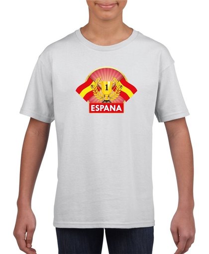 Wit Spaans kampioen t-shirt kinderen - Spanje supporter shirt jongens en meisjes M (134-140)