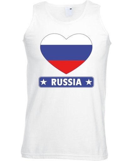 Rusland singlet shirt/ tanktop met Russische vlag in hart wit heren L