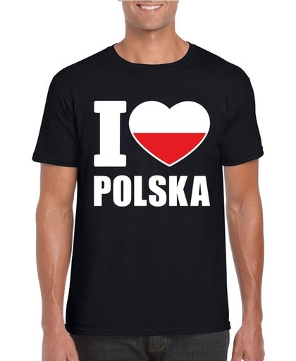 Zwart I love Polen supporter shirt heren - Polska t-shirt heren S