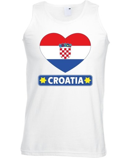 Kroatie singlet shirt/ tanktop met Kroatische vlag in hart wit heren L