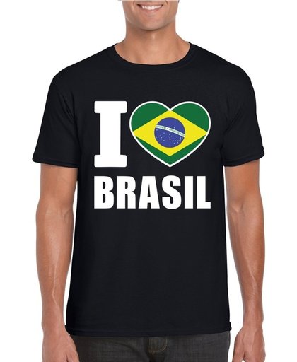 Zwart I love Brazilie supporter shirt heren - Braziliaans t-shirt heren M
