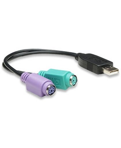 Manhattan Convertidor PS/2 a USB USB A 2x Mini DIN 6 pin (PS/2) Zwart kabeladapter/verloopstukje