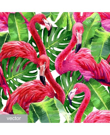 Diamond Painting Pentekening Flamingos - 60 x 60 cm FULL (Volledige bedekking, vierkante steentjes)