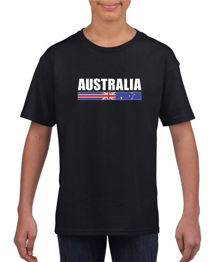 Zwart Australie supporter t-shirt voor heren - Australische vlag shirts M (134-140)