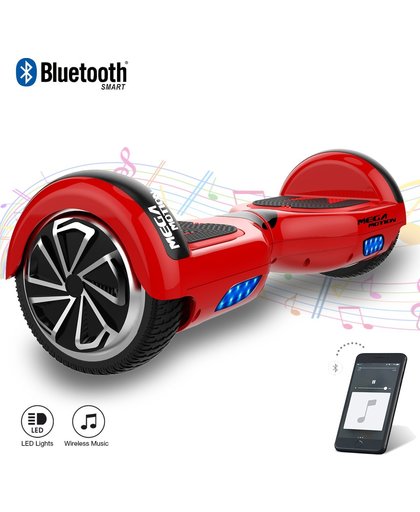 MEGA MOTION Self Balancing Smart Hoverboard Balance Scooter 6.5 inch/ V.5 Bluetooth speakers/ LED Verlichting /speciaal ontwerp - Rood