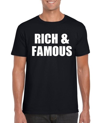 Rich & famous tekst t-shirt zwart heren L