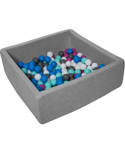 Ballenbak - stevige ballenbad - 90x90 cm - 150 ballen - wit, blauw, roze, grijs, turquoise.
