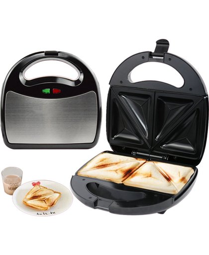 RVS Antikleef Sandwich Maker - Tosti-Ijzer Toaster Grill Ijzer Rooster - Tosti Maker Wafelijzer Apparaat - 750W
