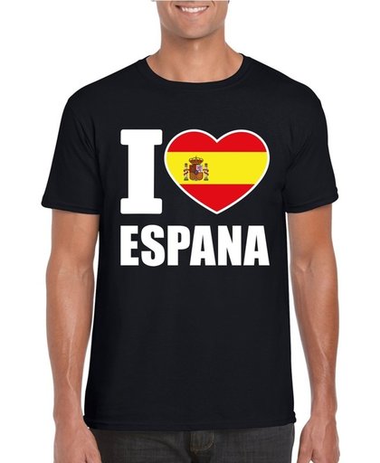 Zwart I love Espana supporter shirt heren - Spanje t-shirt heren 2XL