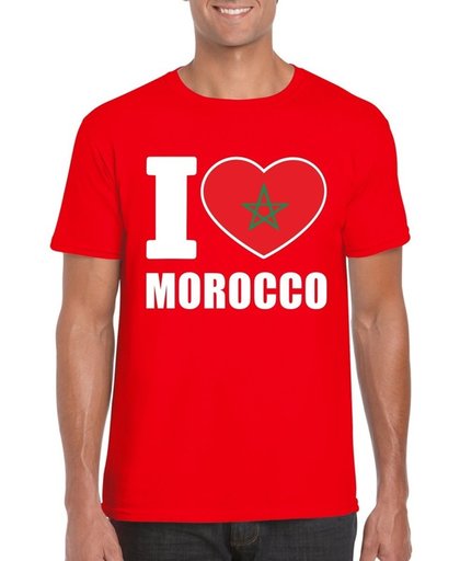 Rood I love Marokko supporter shirt heren - Marokkaans t-shirt heren S