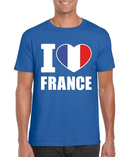 Blauw I love France supporter shirt heren - Frankrijk t-shirt heren L