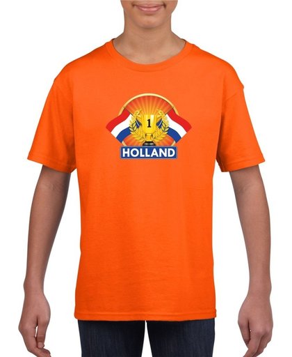 Oranje Nederland kampioen t-shirt kinderen - Holland supporter shirt jongens en meisjes M (134-140)