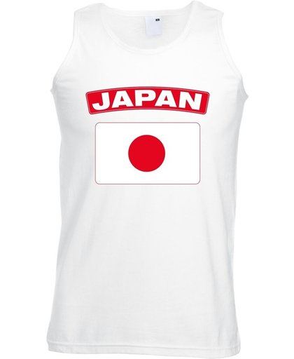 Japan singlet shirt/ tanktop met Japanse vlag wit heren S