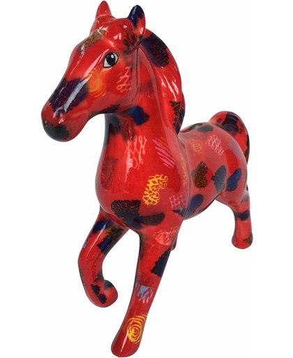 Spaarpot paard 21 cm rood