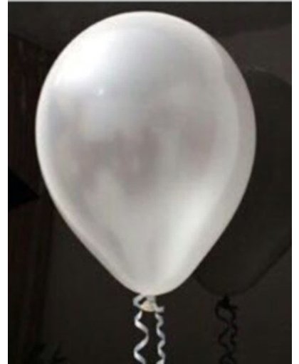 Witte parelmoer metallic ballon 30 cm hoge kwaliteit MET LOS LEDLAMPJE VOOR IN BALLON