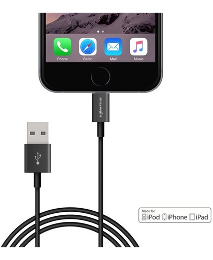 Zwarte iPhone Lightning kabel voor Iphone 5, 6 en mini Ipad