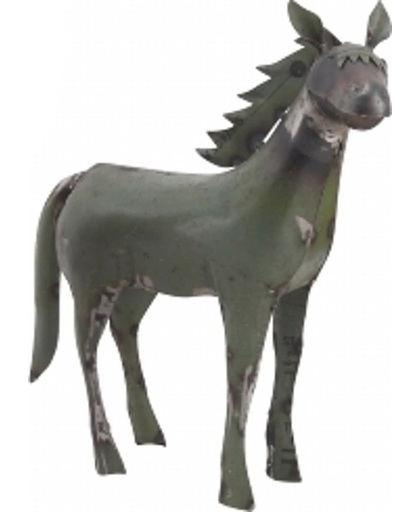 Spaarpot paard groen van gerecycled metaal