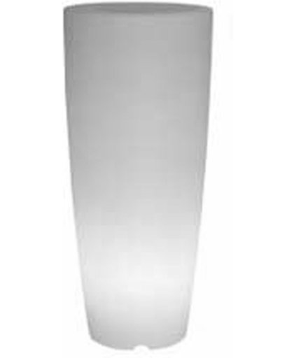 ARCA Verlichte bloempot SHUTTLE rond 80 cm hoog, transparant WIT, lichtgewicht