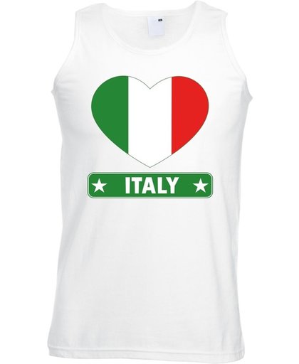Italie singlet shirt/ tanktop met Italiaanse vlag in hart wit heren XL